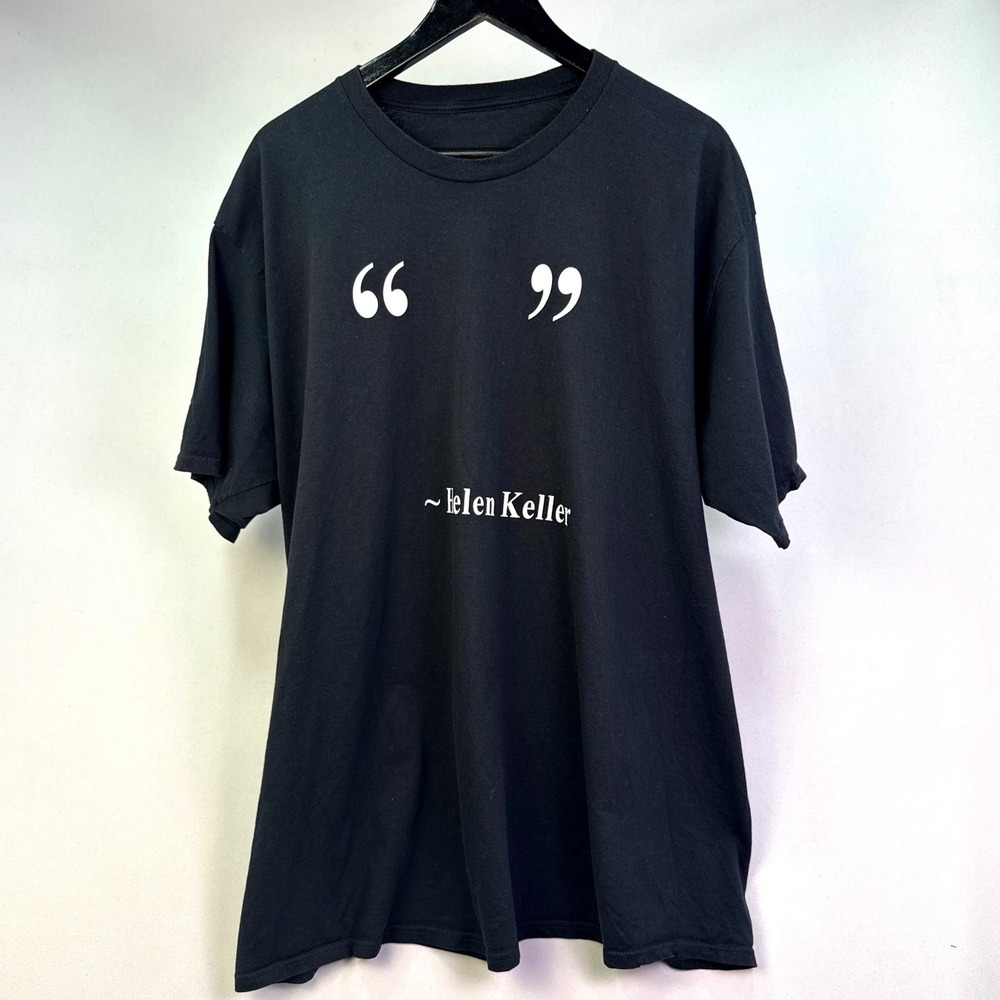 Helen Keller Quote Graphic T-Shirt Black Short Sleeve Humorous Novelty Tee XL